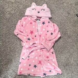 Cuddl duds kids small 6/6x Cozy Pink Star Kids Pajamas with Cat Hood